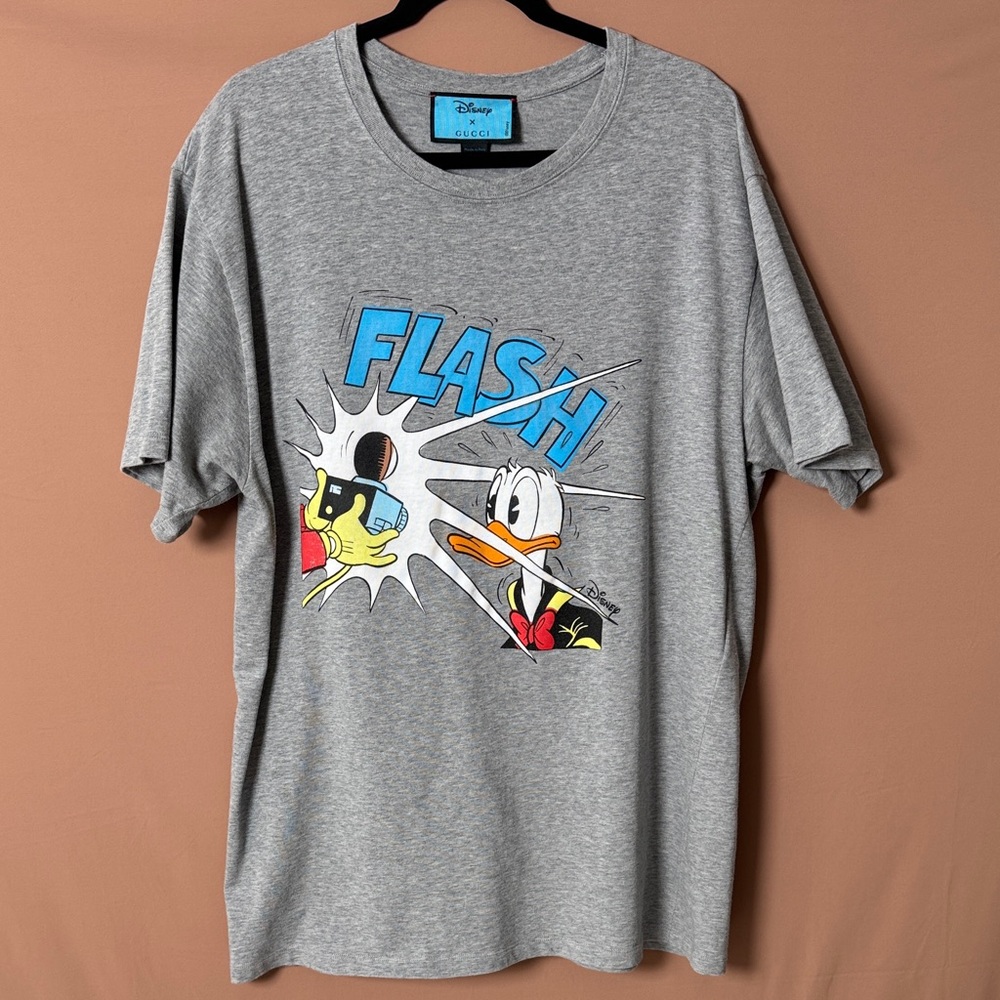 Gucci X Disney Gray Donald Duck Graphic Tee